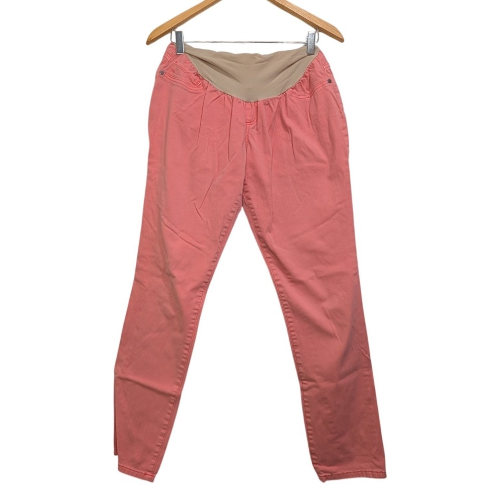 Motherhood Maternity Pants Coral Pink‎ Full Belly Panel Slim - Medium - Picture 2 of 4